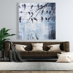 Canvas 48 x 48 - Abstract birds on electric wire