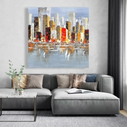 Toile 48 x 48 - Immeubles colorés avec réflexion sur l'eau