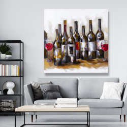 Toile 48 x 48 - Bouteilles de vin rouge