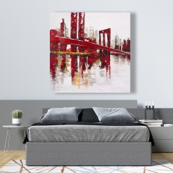 Canvas 48 x 48 - Abstract and industrial red bridge