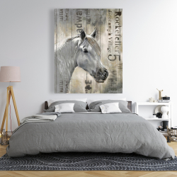 Toile 48 x 60 - Cheval blanc rustique