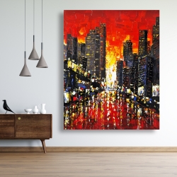 Canvas 48 x 60 - Abstract sunset on the city