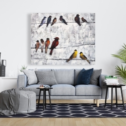 Canvas 48 x 60 - Colorful birds on branches