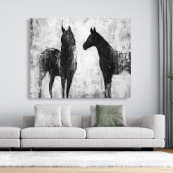 Canvas 48 x 60 - Black and white horses