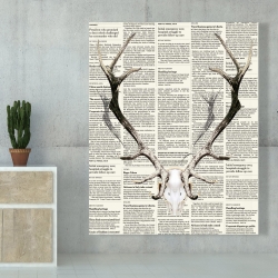 Canvas 48 x 60 - Deer horns on newspaper