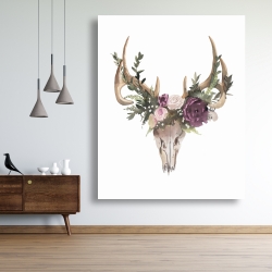 Canvas 48 x 60 - Deer skull with flowers