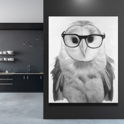 Canvas 48 x 60 - Realistic barn owl with glasses