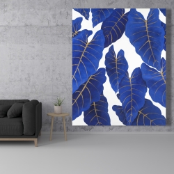 Canvas 48 x 60 - Tropical abstract blue leaves