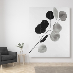 Canvas 48 x 60 - Grayscale branch with round shape leaves
