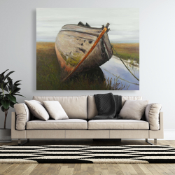 Canvas 48 x 60 - Old abandoned boat in a swamp