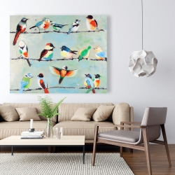 Canvas 48 x 60 - Small abstract colorful birds
