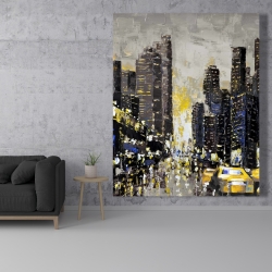 Canvas 48 x 60 - Abstract and texturized city with yellow taxis