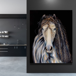 Canvas 48 x 60 - Abstract horse with curly mane