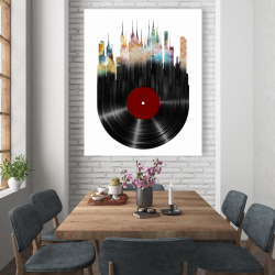 Toile 48 x 60 - Ville abstraite sur disque vinyle