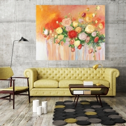 Canvas 48 x 60 - Bouquet of multicolor abstract flowers