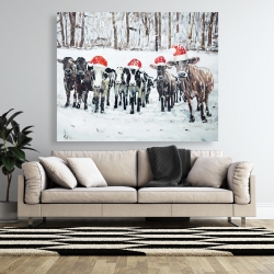 Toile 48 x 60 - Vaches curieuses de noël