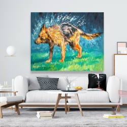 Canvas 48 x 60 - Spin-dry wet german shepherd