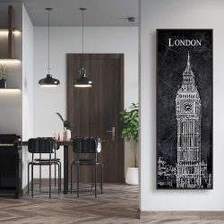 Framed 16 x 48 - Big ben sketch with a map in background