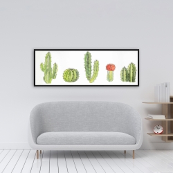 Framed 16 x 48 - Watercolor small cactus set