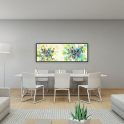 Framed 16 x 48 - Abstract squares flowers