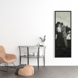 Framed 16 x 48 - Vintage couple kissing