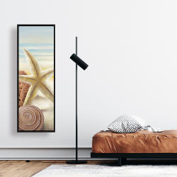 Framed 16 x 48 - Starfish and seashells at the beach