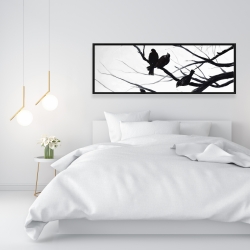 Framed 16 x 48 - Birds and branches silhouette