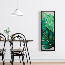 Framed 16 x 48 - Three big exotic plant leaves