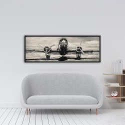 Framed 16 x 48 - Sepia airplane