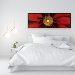 Framed 16 x 48 - Red daisy