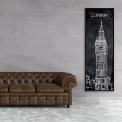 Framed 20 x 60 - Big ben sketch with a map in background