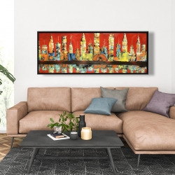 Framed 20 x 60 - Red abstract skyline