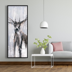 Framed 20 x 60 - Winter abstract deer