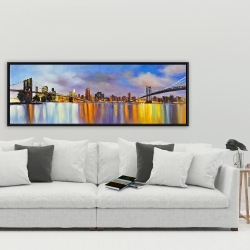 Framed 20 x 60 - Colorful city with a bridge by day