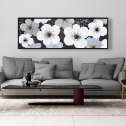 Framed 20 x 60 - Gray flowers