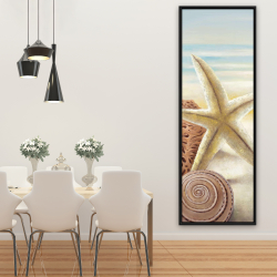 Framed 20 x 60 - Starfish and seashells at the beach