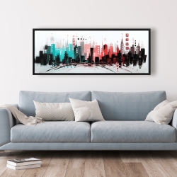 Framed 20 x 60 - Cityscape with rose gold colors