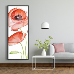 Framed 20 x 60 - Watercolor poppies