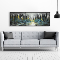 Framed 20 x 60 - Abstract blue skyline
