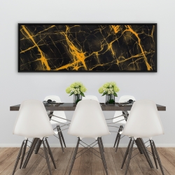 Framed 20 x 60 - Black and gold marble