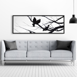 Framed 20 x 60 - Birds and branches silhouette