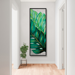 Framed 20 x 60 - Three big exotic plant leaves