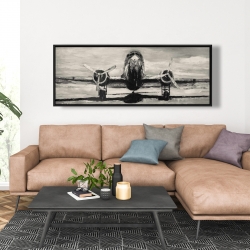 Framed 20 x 60 - Sepia airplane