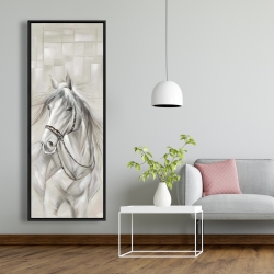 Framed 20 x 60 - Worthy white horse