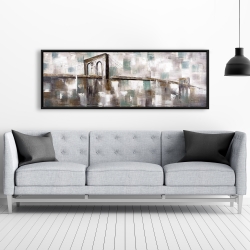 Framed 20 x 60 - Abstract paint spotted bridge