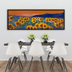 Framed 20 x 60 - Sunflowers by dawn