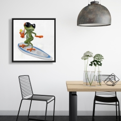 Framed 24 x 24 - Funny frog surfing