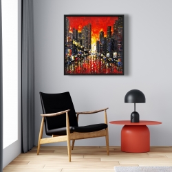 Framed 24 x 24 - Abstract sunset on the city