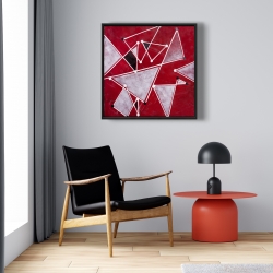 Framed 24 x 24 - White triangles on red background