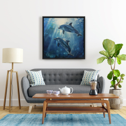 Framed 24 x 24 - Two dolphins